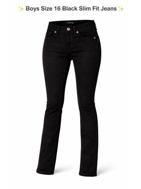 Boys True Religion Black Slim Fit Jeans Size 16 with Red Stitching